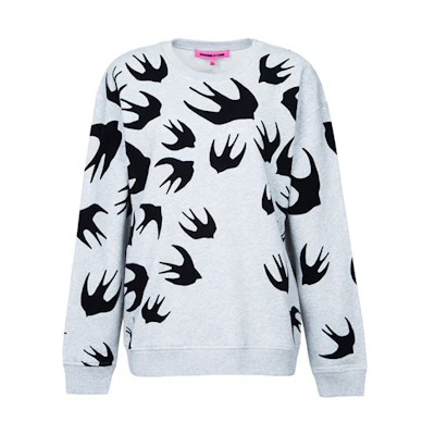 (Women) McQ Alexander McQueen Swallow Print Crewneck Sweater Light Grey 337341-RGH82-1225