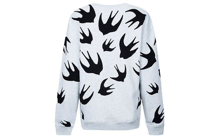 Lookbook (Women) McQ Alexander McQueen Swallow Print Crewneck Sweater Light Grey 337341-RGH82-1225