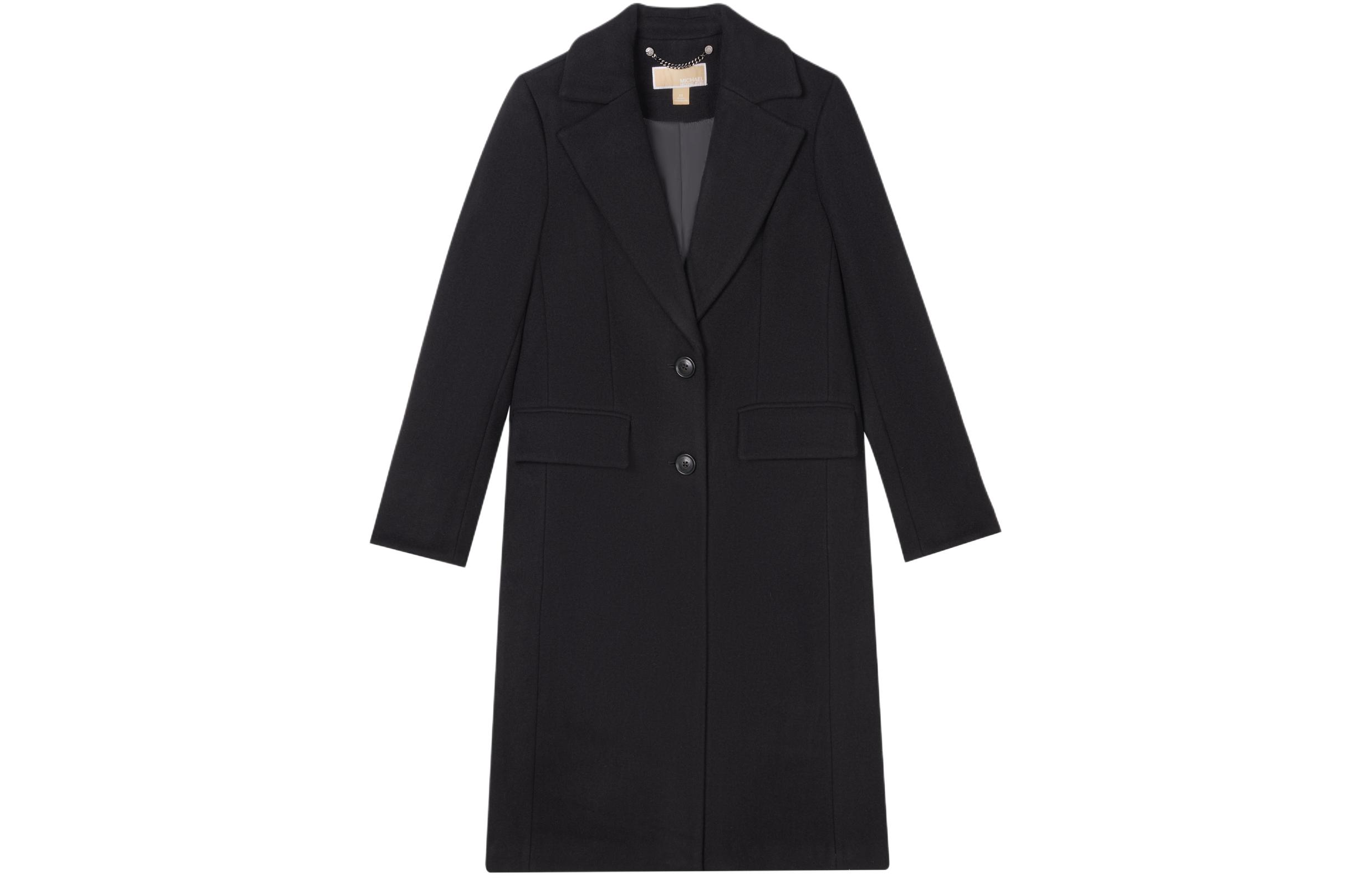 (Women) MICHAEL KORS  Black Solid Long Sleeve Collared Coat SS24. M116272C74-001