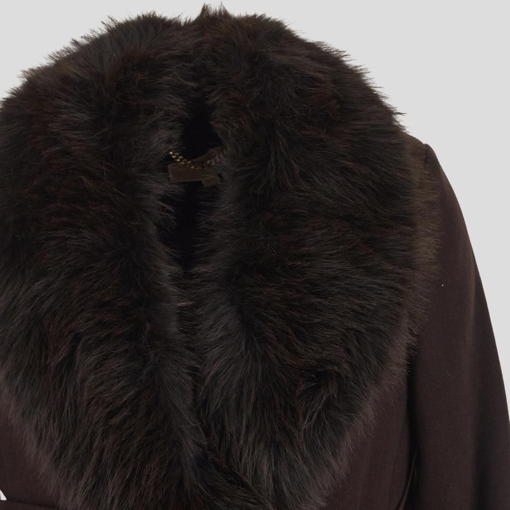 Shop (W) 迈克高仕棕色系带长袖中长款大衣 77C6209M12-208