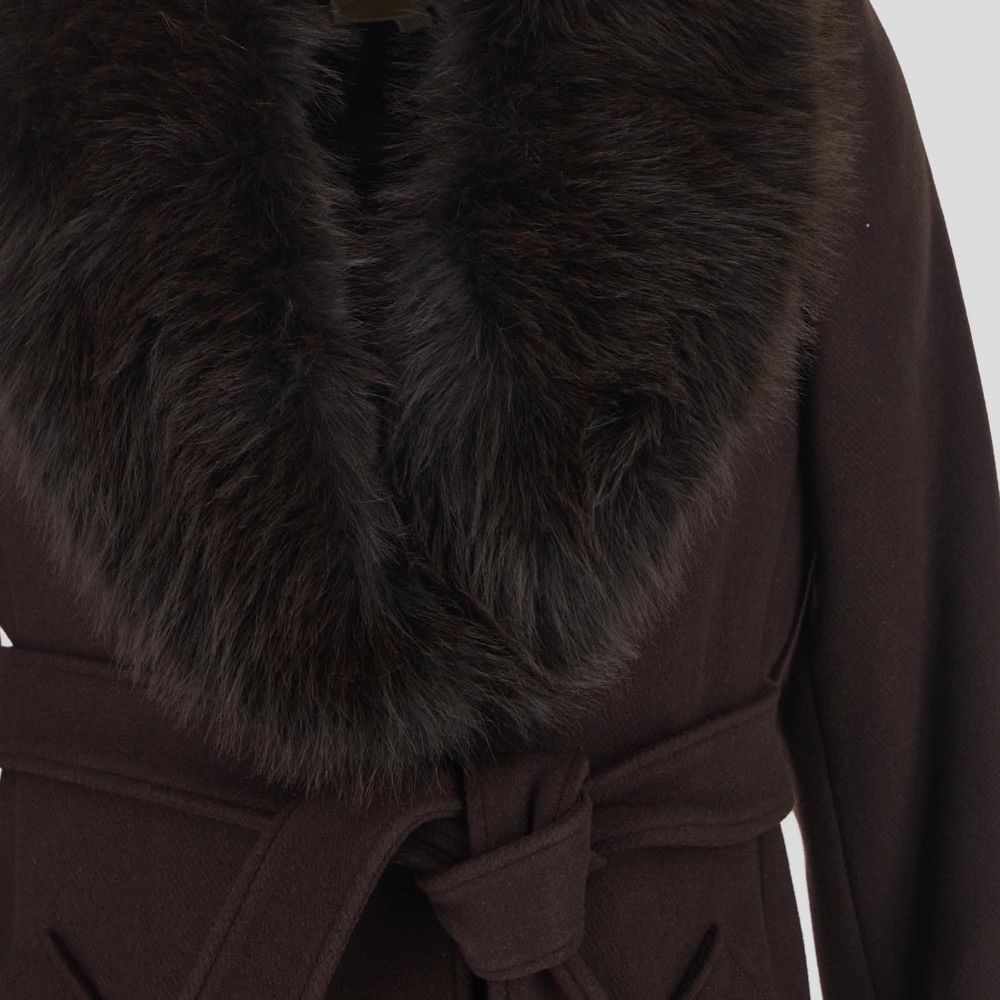 Purchase (W) 迈克高仕棕色系带长袖中长款大衣 77C6209M12-208