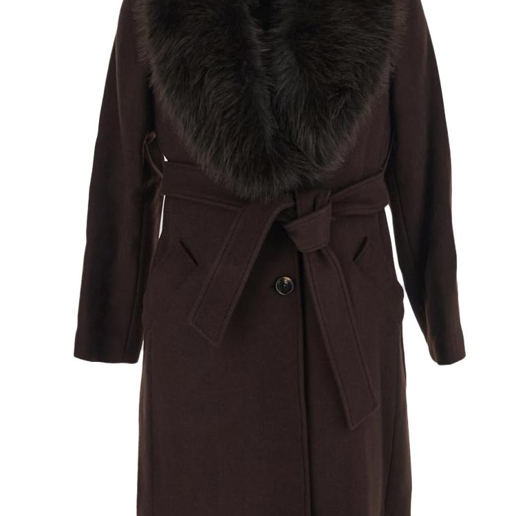 Sizing (W) 迈克高仕棕色系带长袖中长款大衣 77C6209M12-208