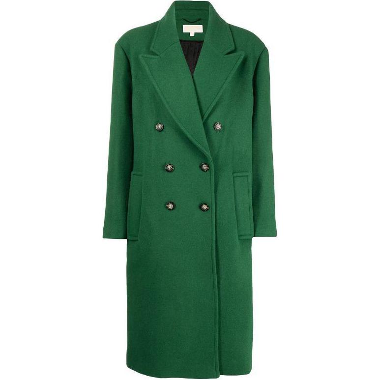 (Women) Michael Kors  Double-Breasted Mid-Length Coat Green. MF1202HF8P353
