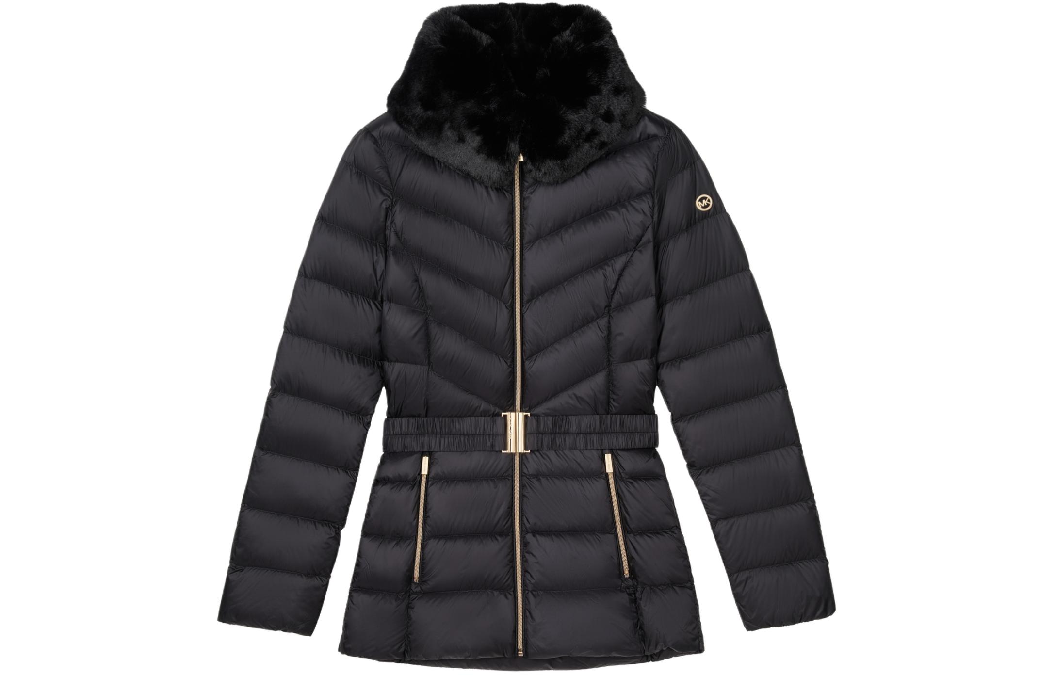 (Women) MICHAEL KORS  Down Jacket with Fur Collar and Zip Waist. 77C5928M82-001