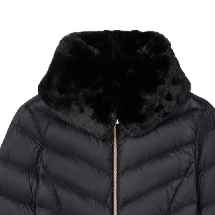 Shop (W) マイケルコース ファー襟付きダウンジャケット ジップウエスト付き 77C5928M82-001