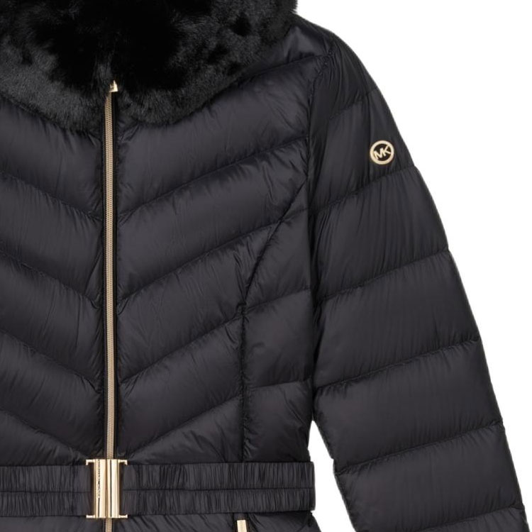 Cheap (W) マイケルコース ファー襟付きダウンジャケット ジップウエスト付き 77C5928M82-001