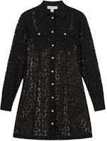 (Women) Michael Kors Leopard Lace Long Sleeve Midi Dress Black MF381Q43TQ-001 (Women) Michael Kors Leopard Lace Long Sleeve Midi Dress Black MF381Q43TQ-001