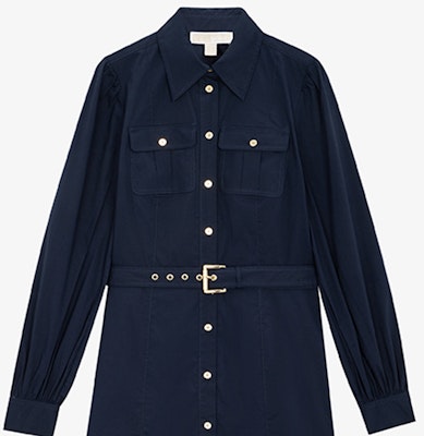 (W) MICHAEL KORS Vestido Camisero Azul Marino de Manga Larga Corte Línea A. JS28168F4C-409 Lookbook (W) MICHAEL KORS Vestido Camisero Azul Marino de Manga Larga Corte Línea A. JS28168F4C-409