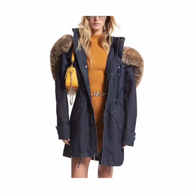 (Women) Michael Kors Oversized Denim Hoodie Jacket Indigo Blue. MF320CQM24-976