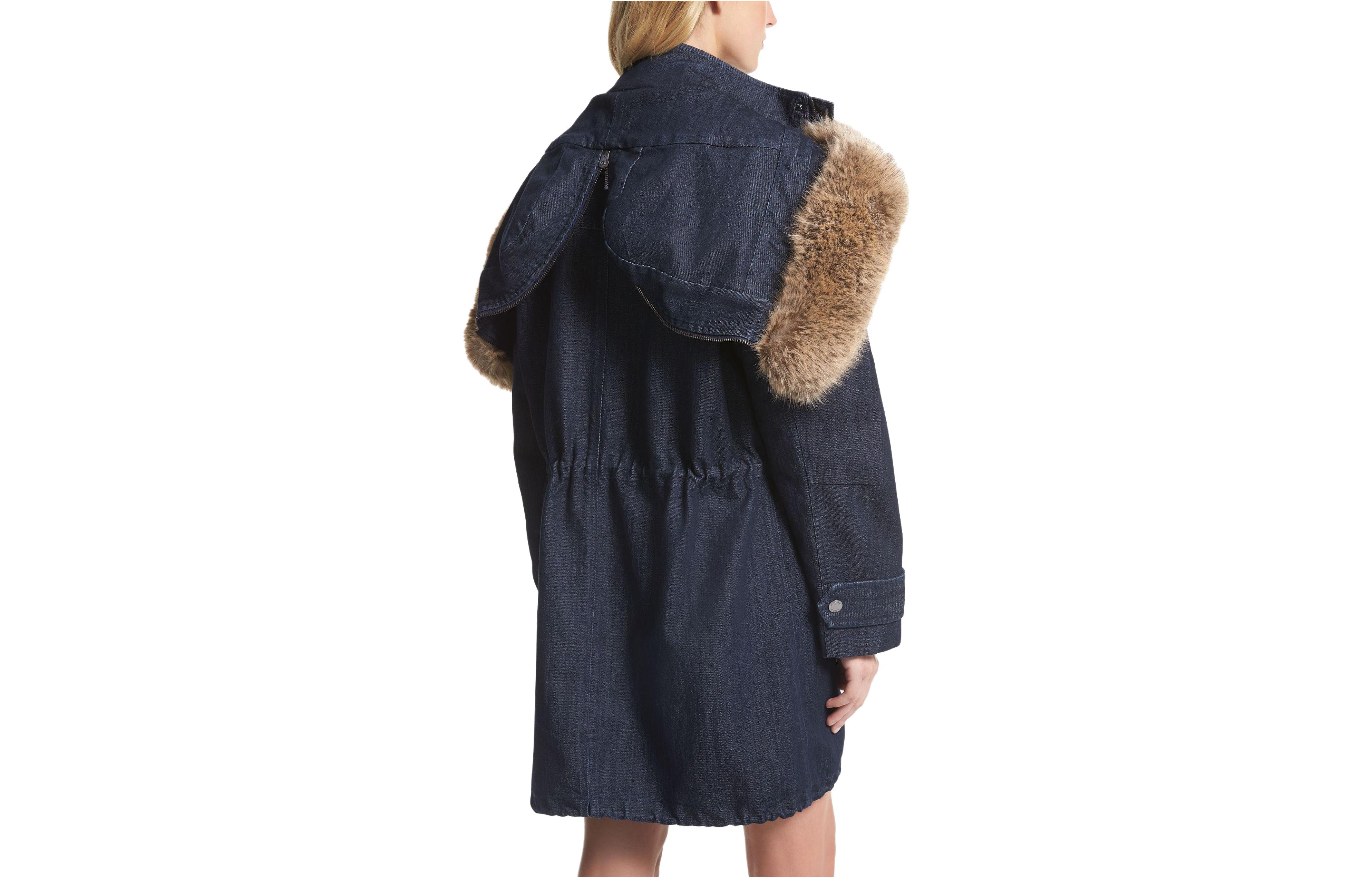 Lookbook (W) 迈克高仕宽松牛仔连帽夹克靛蓝色. MF320CQM24-976