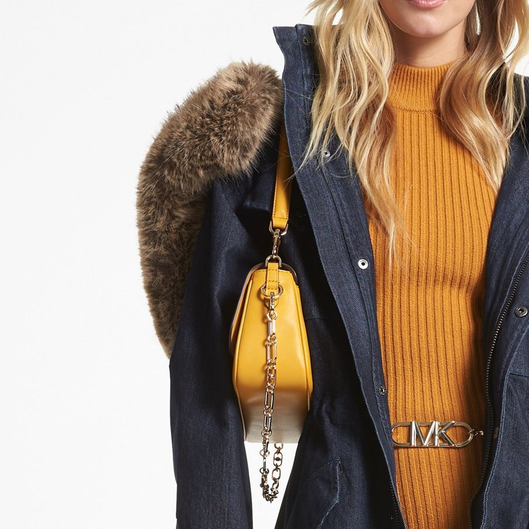 Shop (W) 迈克高仕宽松牛仔连帽夹克靛蓝色. MF320CQM24-976