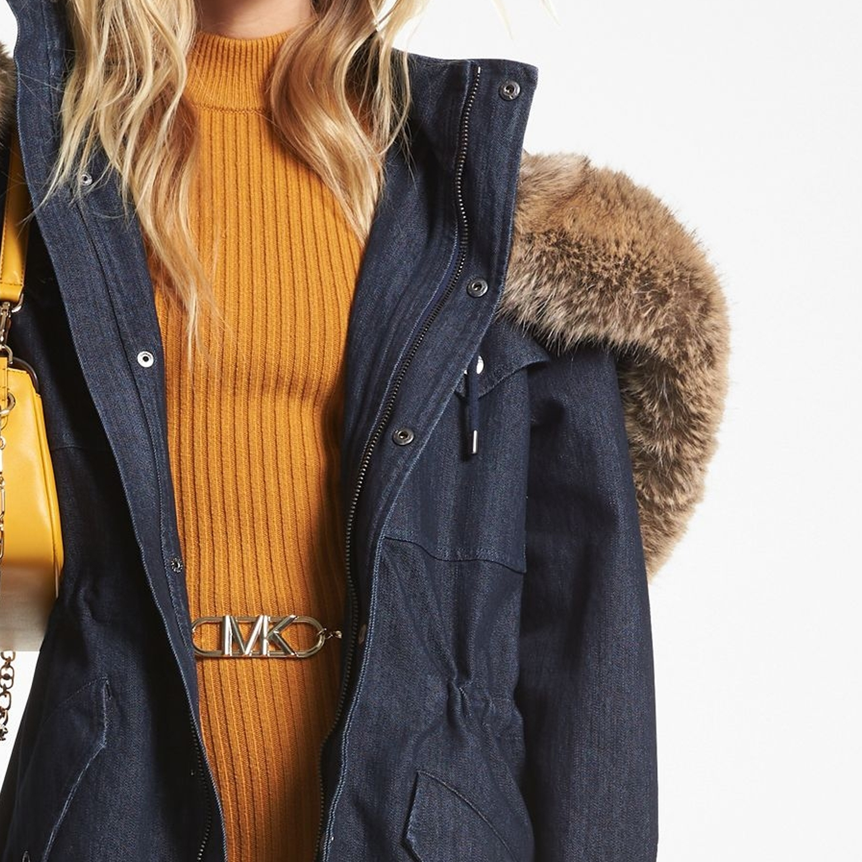 Purchase (W) 迈克高仕宽松牛仔连帽夹克靛蓝色. MF320CQM24-976