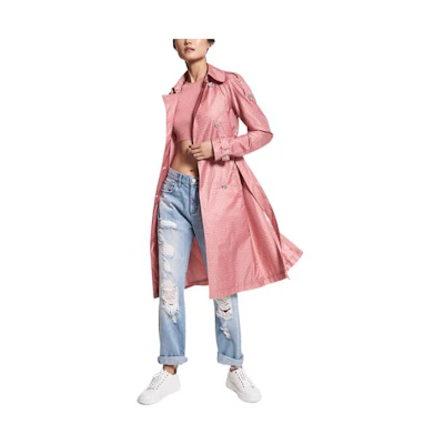 (Women) Michael Kors Pink SS22 Logo Print Double-Breasted Trench Coat. MS2205C43D-669