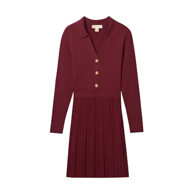 (Women) MICHAEL KORS Slim-Fit V-Neck Button Knit Long Sleeve Dress Multicolor JF482OT5ZV-409