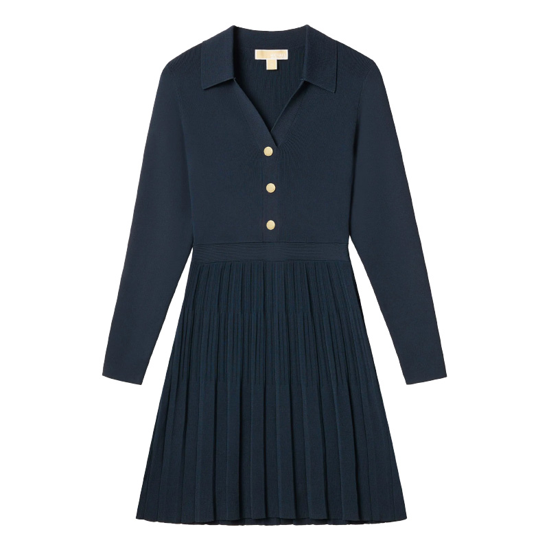 Order (W) MICHAEL KORS Vestido Ajustado Cuello V Botones Manga Larga Multicolor JF482OT5ZV-409