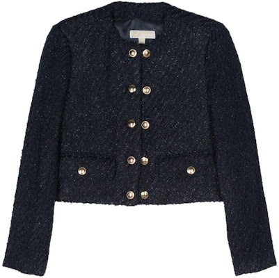 (Women) MICHAEL KORS SS24 Midnight Blue Double-Breasted Cropped Jacket. MR4105ZAER-409 Order (Women) MICHAEL KORS SS24 Midnight Blue Double-Breasted Cropped Jacket. MR4105ZAER-409