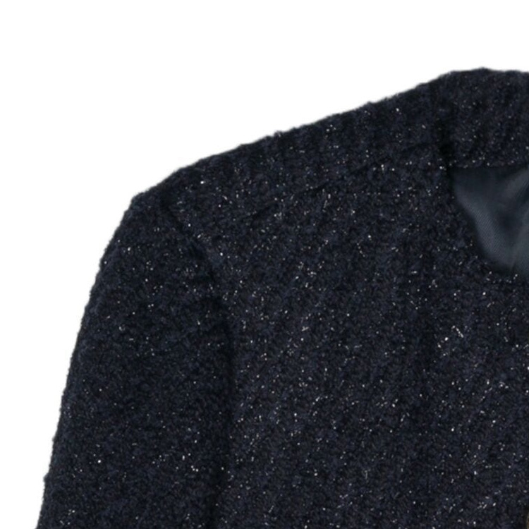 Shop (Women) MICHAEL KORS  SS24 Midnight Blue Double-Breasted Cropped Jacket. MR4105ZAER-409