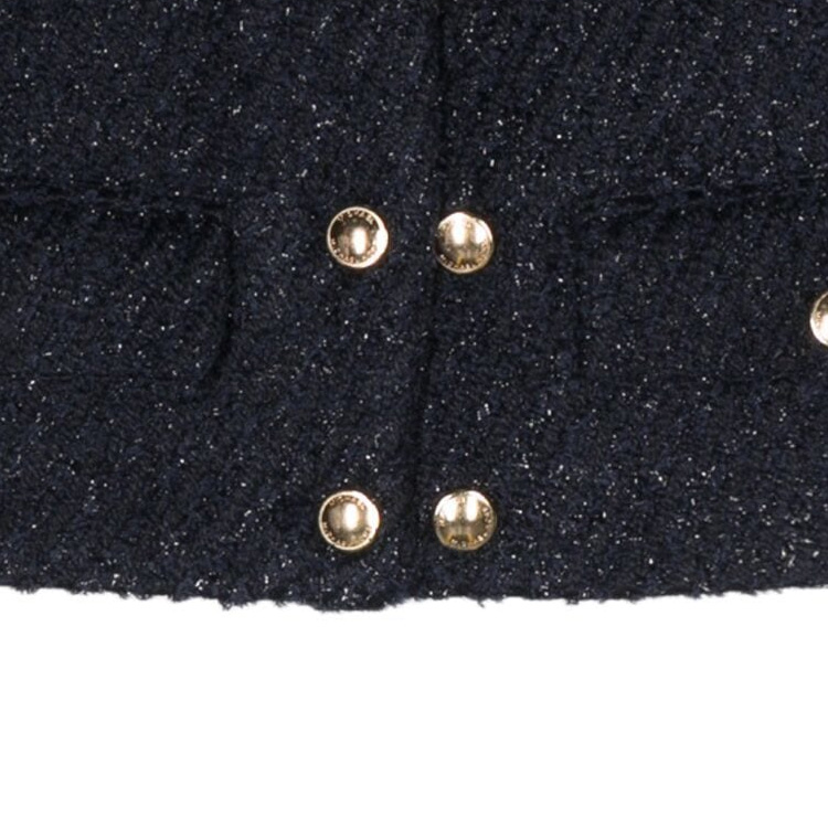 Sizing (Women) MICHAEL KORS  SS24 Midnight Blue Double-Breasted Cropped Jacket. MR4105ZAER-409