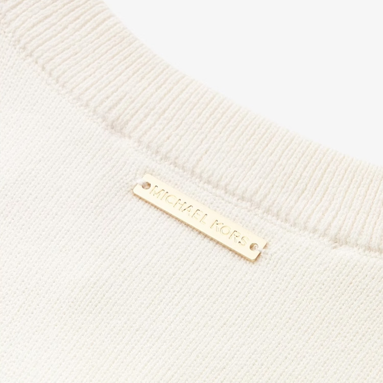 Shop (Women) Michael Kors  SS24 White Knit Cardigan Long Sleeve Round Neck Sweater JR460SQ5ZV-110
