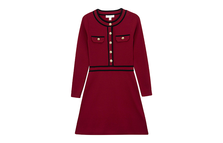 Details for (W) MICHAEL KORS Gaun Midi Lengan Panjang Jalur Warna Blok Knit JF281D15ZV