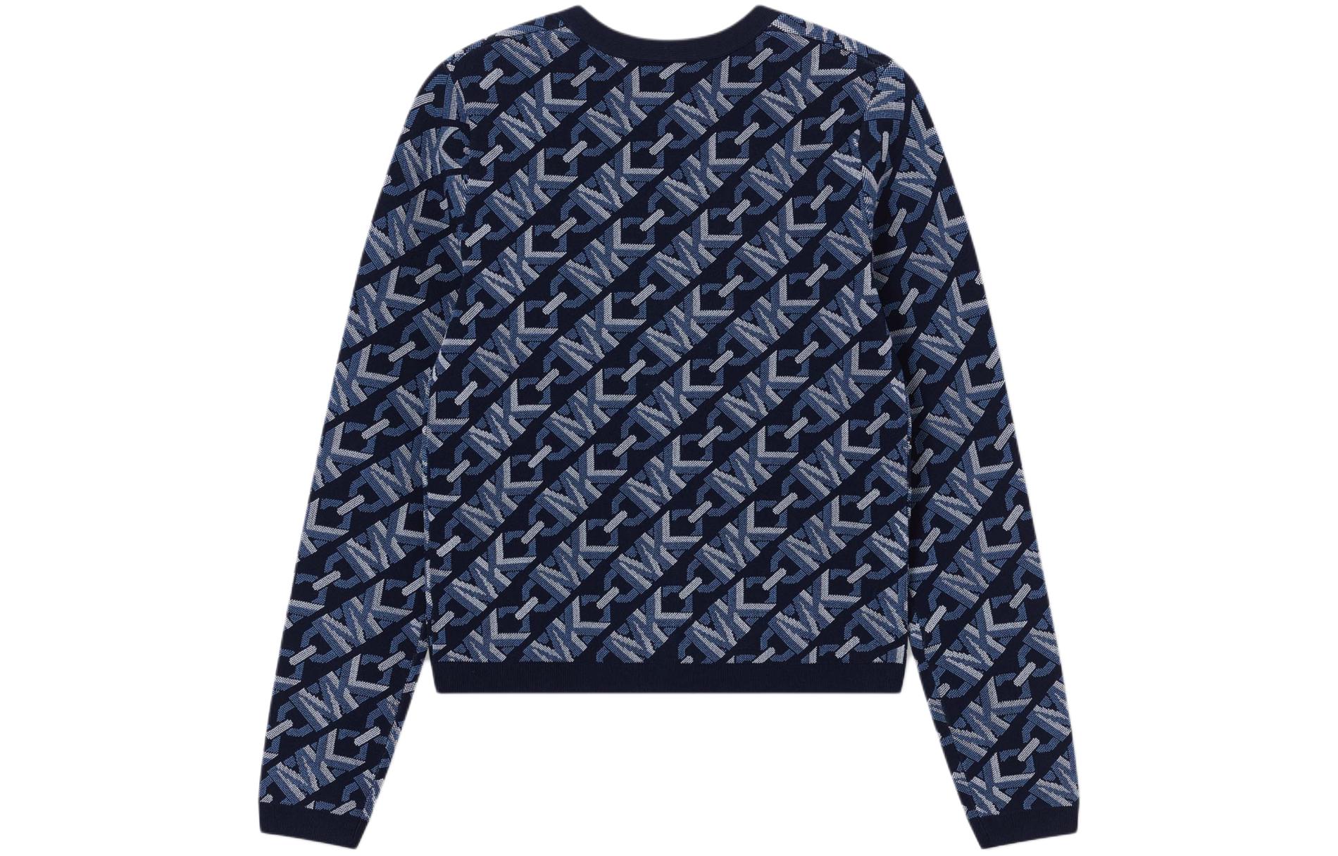 Lookbook (W) 迈克高仕V领长袖针织开衫海军蓝印花毛衣 MR460VS9Z6-409