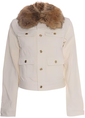 (Women) Michael Kors White Denim Jacket with Fur Collar. MF3106280V-110 Buy (Women) Michael Kors White Denim Jacket with Fur Collar. MF3106280V-110
