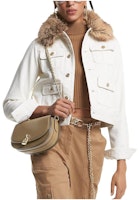 (Women) Michael Kors White Faux Fur Trim Denim Utility Jacket MF3106280V-0110 (Women) Michael Kors White Faux Fur Trim Denim Utility Jacket MF3106280V-0110