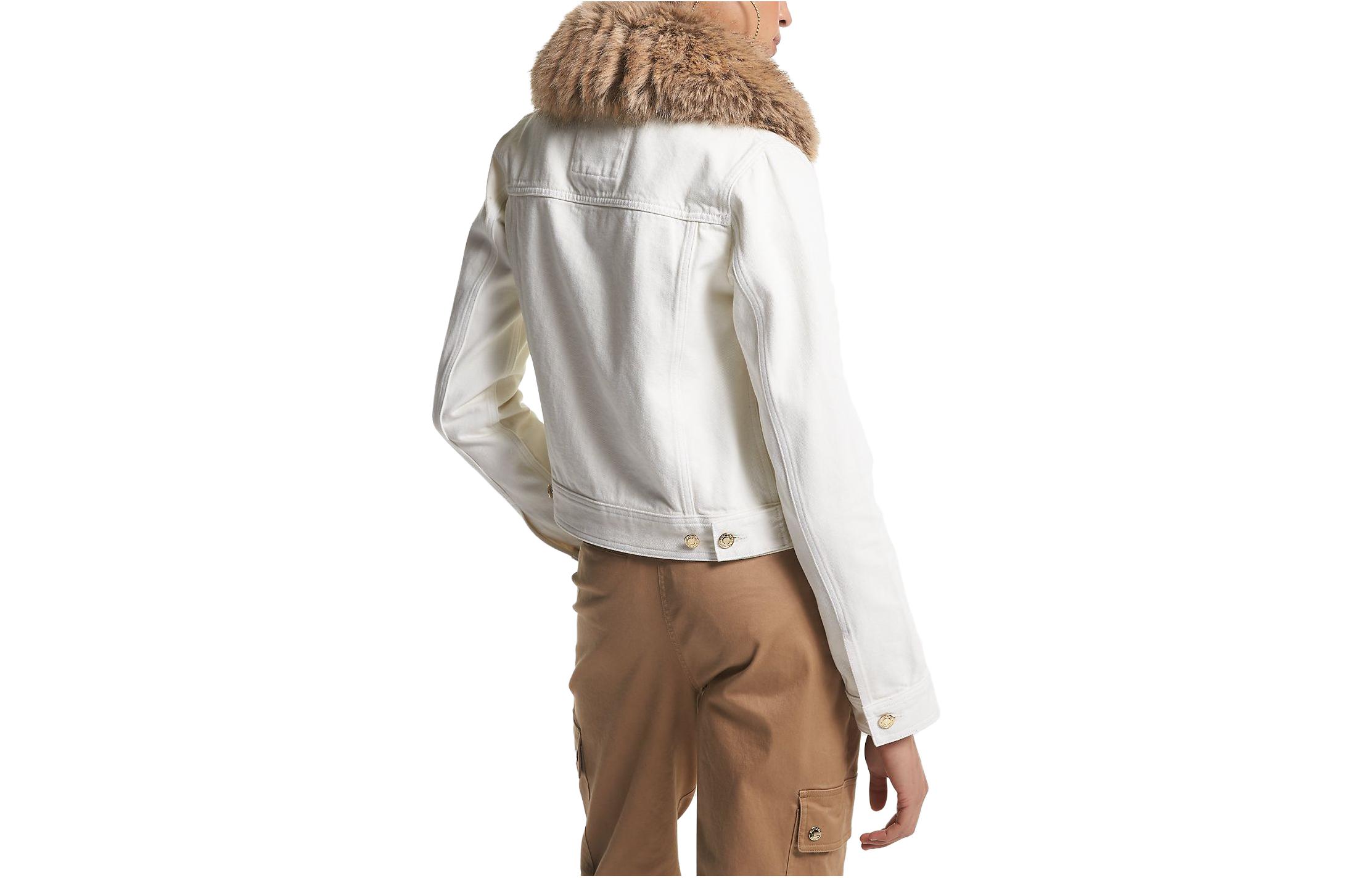 Lookbook (Women) Michael Kors  White Faux Fur Trim Denim Utility Jacket MF3106280V-0110