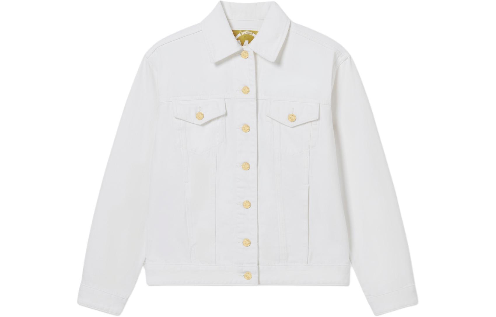 Order (W) Michael Kors Chaqueta Blanca de Manga Larga con Bolsillos de Solapa. MR4104U80V-117
