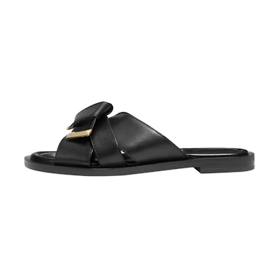 (W) MICHAEL KORS Addison Flat Sandal 'Black Bow'