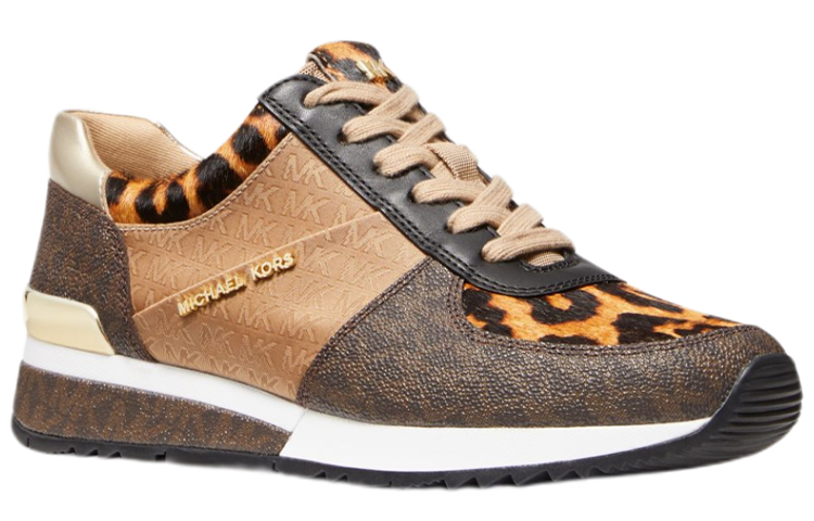 Order MICHAEL KORS Allie 標誌與豹紋小牛絨運動鞋 女款 棕色