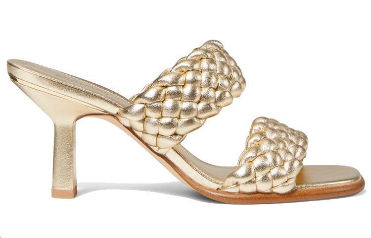 Order (Women) MICHAEL KORS Amelia 'Gold Woven Faux Leather Sandal' 40S1AMMP1M