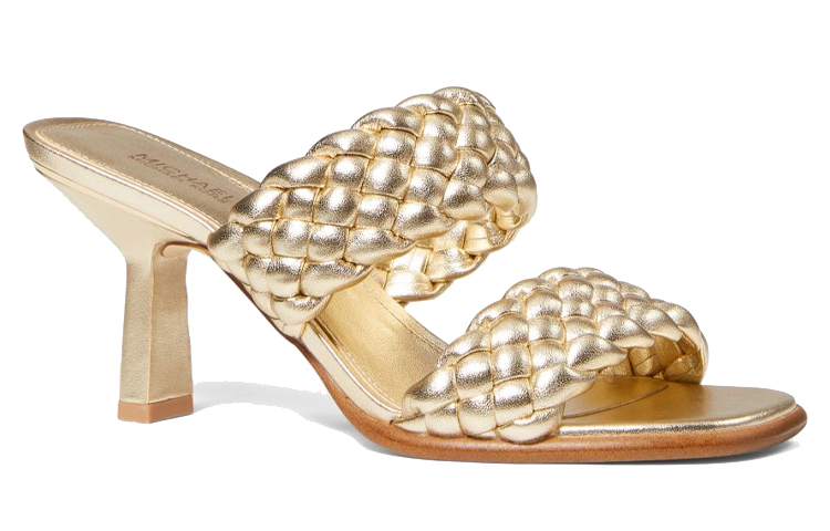 (W) MICHAEL KORS Amelia 'Gold Woven Faux Leather Sandal' 圖 3