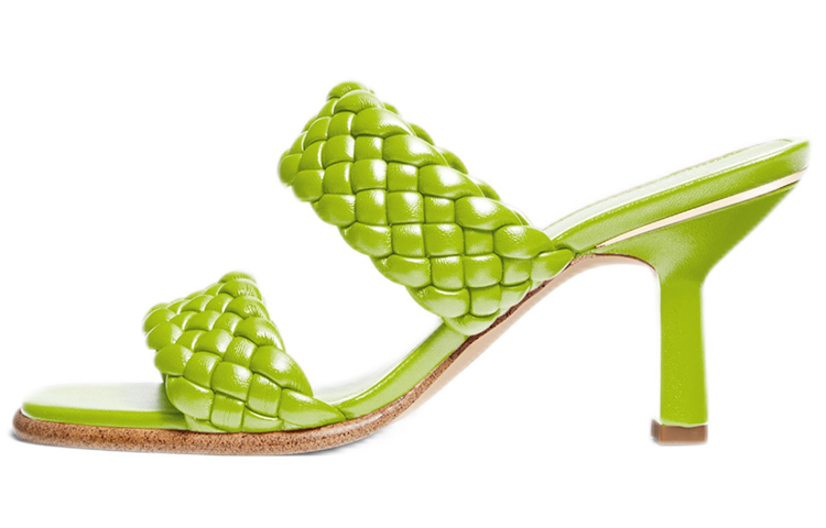 (Women) MICHAEL KORS Amelia Mule High Heels 'Bright Green Weave' 40S1AMMP1L388