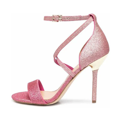 (W) MICHAEL KORS Astrid 'Pink Glitter Open-Toe Slide'