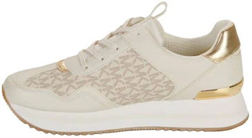 (Women) Michael Kors Beige Leather Casual Low-Top Fashion Sneakers 43R4RNFSAB150 (Women) Michael Kors Beige Leather Casual Low-Top Fashion Sneakers 43R4RNFSAB150