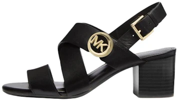 (Women) Michael Kors Black Leather Strap Sandals with Adjustable Buckle Closure 40S4VEMS1L001 (Women) Michael Kors Black Leather Strap Sandals with Adjustable Buckle Closure 40S4VEMS1L001