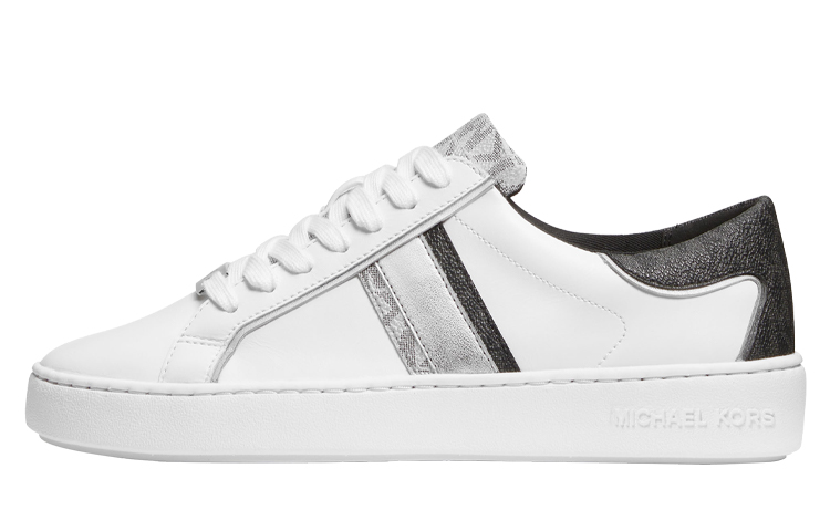 (Women) Michael Kors Black White Leather Low-Top Fashion Sneakers 43T1KTFS3L-163
