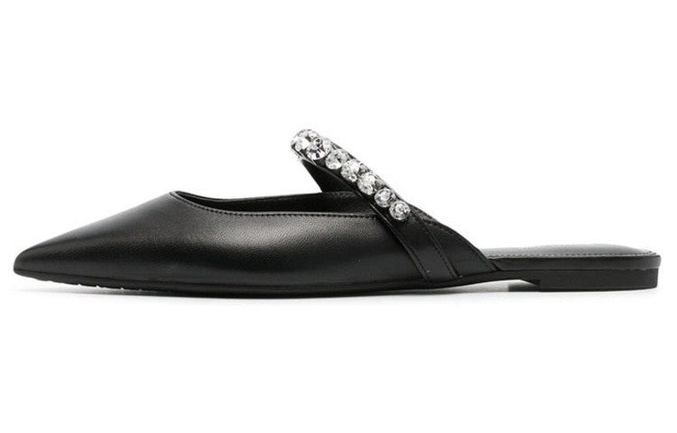 (Women) MICHAEL KORS Calf Leather Flat Fashion Sandal 'Black' 40S3JSFP1L001