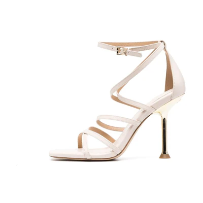 (W) MICHAEL KORS Calf Leather Stiletto Buckle Slide 'White'