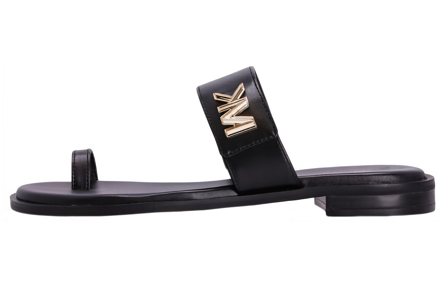 (W) MICHAEL KORS Calfskin Round Toe Slide 'Black Fashion'