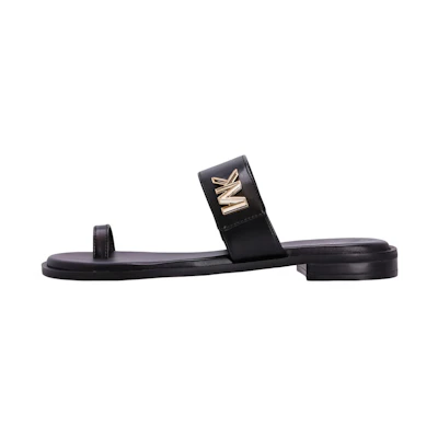 (W) MICHAEL KORS Calfskin Round Toe Slide 'Black Fashion'