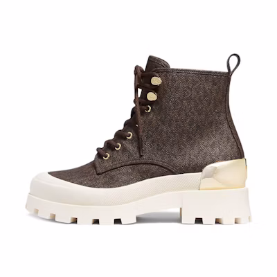 (W) MICHAEL KORS Canvas Lace-Up 'Fashion Ankle Boot Brown'