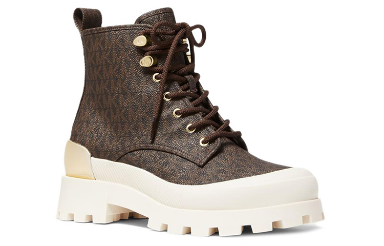 (W) MICHAEL KORS Canvas Lace-Up 'Fashion Ankle Boot Brown' 圖 3
