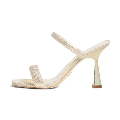 (W) MICHAEL KORS Clara 'Gold Mesh Peep Toe Heeled Sandals'