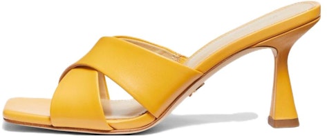 (Women) MICHAEL KORS Clara Leather Open Toe High-Heel Slide 'Yellow' 40F3CLMS1L7676 (Women) MICHAEL KORS Clara Leather Open Toe High-Heel Slide 'Yellow' 40F3CLMS1L7676