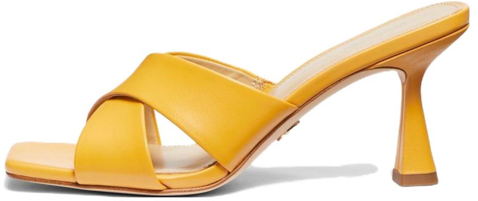 (Women) MICHAEL KORS Clara Leather Open Toe High-Heel Slide 'Yellow' 40F3CLMS1L7676 Buy (Women) MICHAEL KORS Clara Leather Open Toe High-Heel Slide 'Yellow' 40F3CLMS1L7676