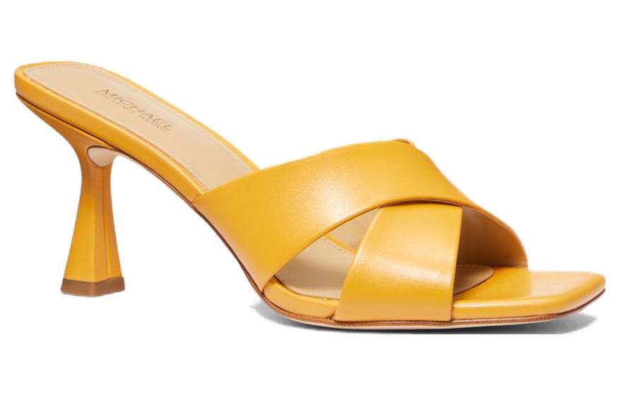Order (W) 마이클 코어스 클라라 옐로우 가죽 슬라이드 힐 40F3CLMS1L7676