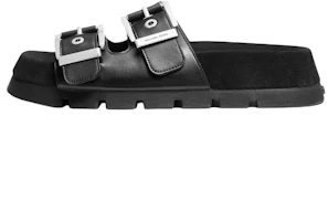 (Women) Michael Kors Colby Black Leather Open-Toe Slide Sandals. 40F4COFS1L001 (Women) Michael Kors Colby Black Leather Open-Toe Slide Sandals. 40F4COFS1L001