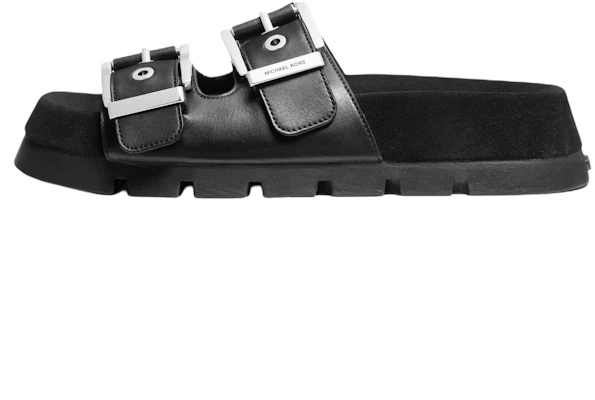 (Women) Michael Kors Colby Black Leather Open-Toe Slide Sandals. 40F4COFS1L001 Buy (Women) Michael Kors Colby Black Leather Open-Toe Slide Sandals. 40F4COFS1L001